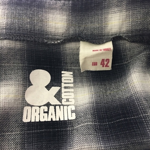 H&M Conscious 100% Organic Cotton Buffalo Plaid Jumper Dress Tunic Pockets - Picture 13 of 16